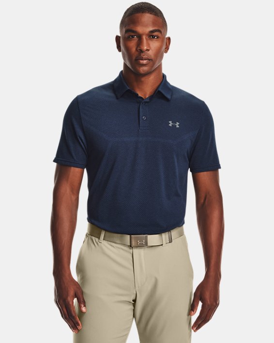Men's UA Vanish Seamless Mapped Polo in Blue image number 0
